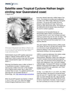 Spaceflight / Suomi NPP / Tropical cyclone / Joint Polar Satellite System / 2006–07 Australian region cyclone season / Meteorology / Atmospheric sciences / Fluid dynamics