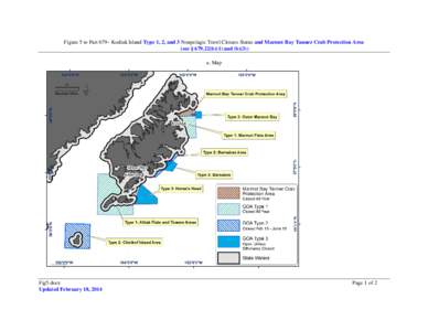 Figure 5 to Part 679– Kodiak Island Type 1, 2, and 3 Nonpelagic Trawl Closure Status and Marmot Bay Tanner Crab Protection Area (see § [removed]b)(1) and (b)(3)) a. Map Fig5.docx Updated February 18, 2014