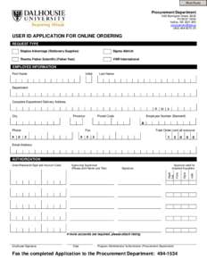 Print Form  Procurement Department 1360 Barrington Street, B225 PO BOX[removed]Halifax, NS B3H 4R2