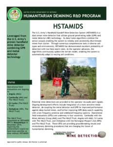 UNITED STATES DEPARTMENT OF DEFENSE  HUMANITARIAN DEMINING R&D PROGRAM HSTAMIDS Leveraged from