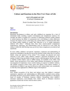 Culture and Emotions in the First 5 to 6 Years of Life