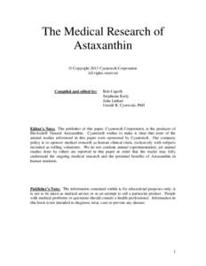 Alcohols / Hydrocarbons / Antioxidants / Astaxanthin / Biological pigment / Carotene / Haematococcus pluvialis / Vitamin A / Coenzyme Q10 / Chemistry / Carotenoids / Food colorings