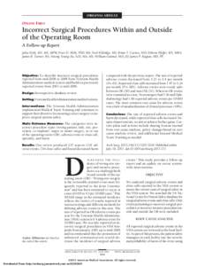 ORIGINAL ARTICLE  ONLINE FIRST Incorrect Surgical Procedures Within and Outside of the Operating Room