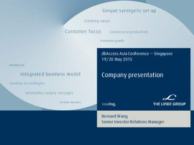 dbAccess Asia Conference — SingaporeMay 2015 Company presentation  Bernard Wang