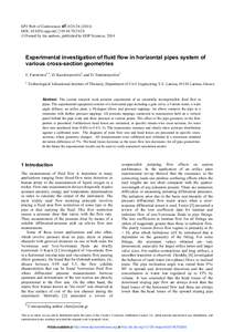 EPJ Web of Conferences 67, DOI: epjconf0 26  C Owned by the authors, published by EDP Sciences, 2014  Experimental investigation of fluid flow in horizontal pipes system of