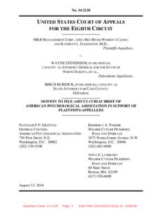 No[removed]UNITED STATES COURT OF APPEALS FOR THE EIGHTH CIRCUIT MKB MANAGEMENT CORP., D/B/A RED RIVER WOMEN’S CLINIC; AND KATHRYN L. EGGLESTON, M.D.,