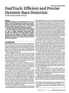 DOI:  FastTrack: Efficient and Precise Dynamic Race Detection By Cormac Flanagan and Stephen N. Freund