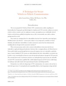 SECURE V2V COMMUNICATION  ! A Technique for Secure  Vehicle-to-Vehicle Communication