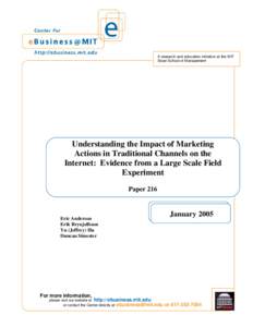 Understanding the Impact of Marketing Actions in Traditional Channels on the Internet: Evidence from a Large Scale Field Exper