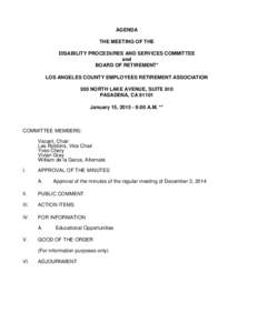 AGENDA FOR DISABILITY COMMITTEE MEETING