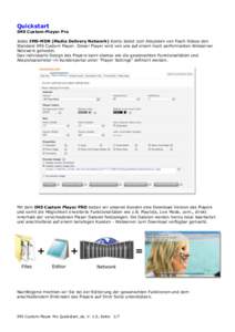 Quickstart  IMS Custom-Player Pro Jedes IMS-MDN (Media Delivery Network) Konto bietet zum Abspielen von Flash Videos den Standard IMS Custom Player. Dieser Player wird von uns auf einem hoch performanten Webserver Netzwe