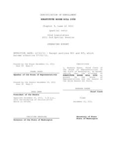 CERTIFICATION OF ENROLLMENT SUBSTITUTE HOUSE BILL 2058 Chapter 9, Laws of[removed]partial veto) 62nd Legislature 2011 2nd Special Session