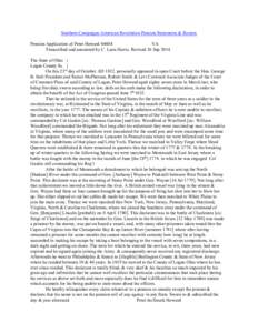 Southern Campaigns American Revolution Pension Statements & Rosters Pension Application of Peter Howard S4404 VA Transcribed and annotated by C. Leon Harris. Revised 26 Sep[removed]The State of Ohio } Logan County Ss. }