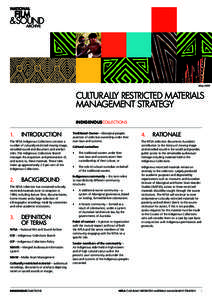 May[removed]CULTURALLY RESTRICTED MATERIALS MANAGEMENT STRATEGY indigenouscollections