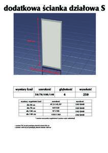 dodatkowa œcianka dzia³owa S  250 cm 50 lub