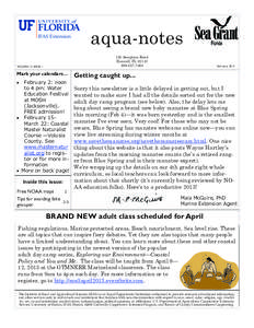 aqua-notes 150 Sawgrass Road Bunnell, FL[removed]7464  VOLUME 13, ISSUE 1