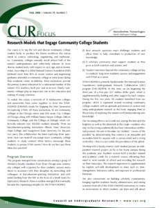 Fall 2008 • Volume 29, Number 1  CUR Focus Morna Brothers, Thomas Higgins, Harold Washington College