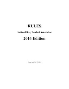 RULES National Beep Baseball Association 2014 Edition  TABLE OF CONTENTS