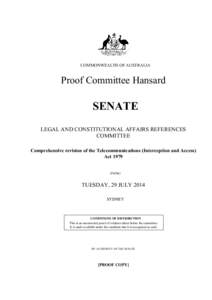 COMMONWEALTH OF AUSTRALIA  Proof Committee Hansard SENATE LEGAL AND CONSTITUTIONAL AFFAIRS REFERENCES