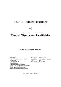 The Ce [Rukuba] language of Central Nigeria and its affinities