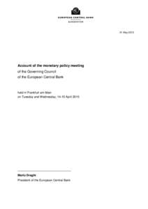 Account of the monetary policy meeting of the Governing Council of the ECB