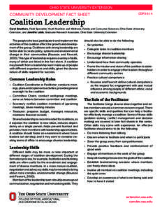 OHIO STATE UNIVERSITY EXTENSION CDFS-5-14 COMMUNITY DEVELOPMENT FACT SHEET  Coalition Leadership