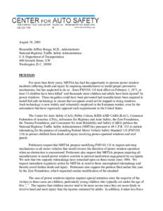 August 19, 2003 Honorable Jeffrey Runge, M.D., Administrator National Highway Traffic Safety Administration U.S. Department of Transportation 400 Seventh Street, S.W. Washington, D.C[removed]