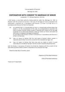 Dispensation with consent to marriage of minor
