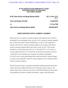 marx summary judgment 523(a)(2) moen collateral estoppel disclosure real estate