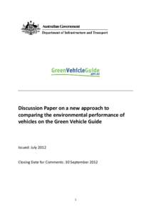       Discussion Paper on a new approach to  comparing the environmental performance of  vehicles on the Green Vehicle Guide 