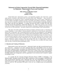 Statement on Federal Approaches Toward Elder Financial Exploitation by Fiduciaries - Representative Payees and Guardians for Elder Justice Coordinating Council