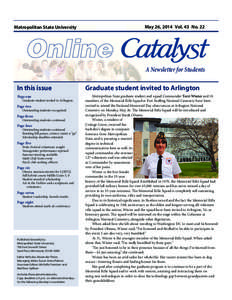 Metropolitan State University  May 26, 2014 Vol. 43 No. 22 A Newsletter for Students