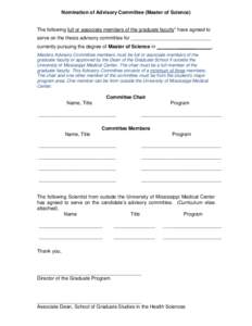 Nomination of Advisory Committee (Master of Science)