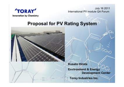 Proposal for PV Rating System