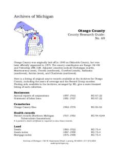 Archives of Michigan  Otsego County County Research Guide: No. 69