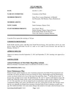 CITY OF HAMILTON COMMITTEE MINUTES DATE:  October 11, 2011