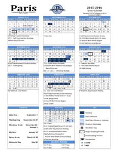 ParisSchool Calendar  Independent School District