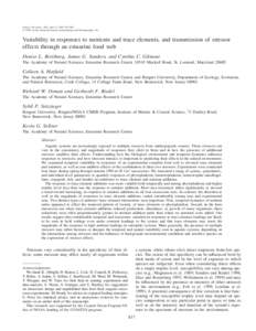 Limnol. Oceanogr., 44(3, part 2), 1999, 837–863 q 1999, by the American Society of Limnology and Oceanography, Inc. Variability in responses to nutrients and trace elements, and transmission of stressor effects through