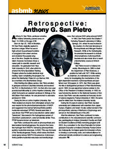 asbmb news Retrospective: Anthony G. San Pietro A