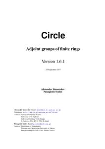 Circle Adjoint groups of finite rings VersionSeptemberAlexander Konovalov