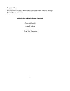 Rough Draft of Andreas Schneider and Alden E. Roberts. 2005. “Classification and the Relations of Meaning.” Quality & Quantity 38,5:[removed]Classification and the Relations of Meaning Andreas Schneider