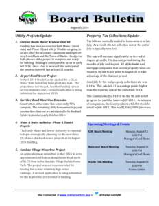 August 8, 2014  Utility Projects Update Property Tax Collections Update