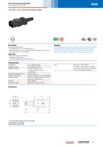 9009  Cord Connectors (rewireable) www.schurter.com/PG07 IEC Plug E, Cord Connector (Rewireable), Straight
