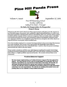 Volume 4, Issue1  Pine Hill Elementary School September 27, 2013