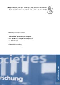 The Socially Responsible Company as a Strategic Second-Order Observer: An Indian Case