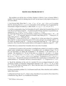 MATH 210A PROBLEM SET 3  This problem set will be due on Friday, October 8, 2010 by 3 pm in Jeremy Miller’s mailbox. You can hand it in during class as well. Let me know of any typos or errors, so I can warn others. 1.