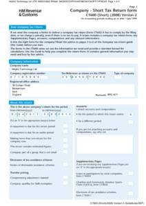 Helpful Technology Ltd UTR: [removed]IRMark: M4QN5OOVPKXHAFM6O36Y24OPTYVPWO45. Page 1 of 4.  Page 1 Company - Short Tax Return form CT600 (Short[removed]Version 2