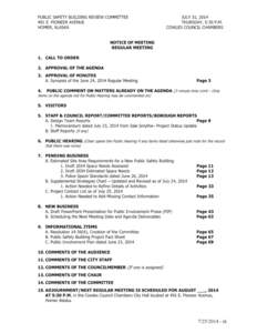 PUBLIC SAFETY BUILDING REVIEW COMMITTEE 491 E. PIONEER AVENUE HOMER, ALASKA JULY 31, 2014 THURSDAY, 5:30 P.M.
