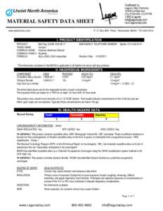 Ball Clay Foundry Hill Creme Material Safety Data Sheet