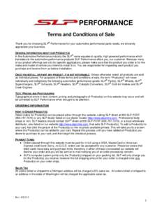 Terms and Conditions of Sale